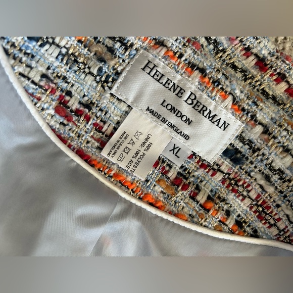 HELENE BERMAN London Multicolor Tweed Boho Classic Elegant Blazer Jacket Sz XL - Picture 10 of 14